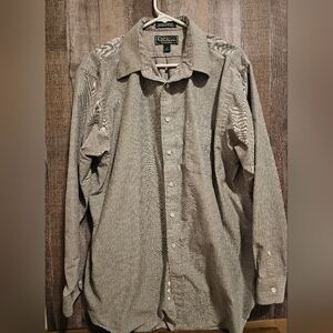 Croft & Borrow Button Down Stripe Shirt Formal Large 34/35 Yellow White Blue